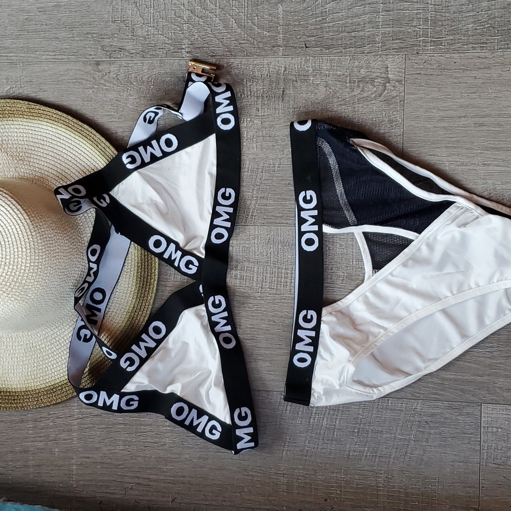 New In Package graphic print mesh bikini set. Size Large